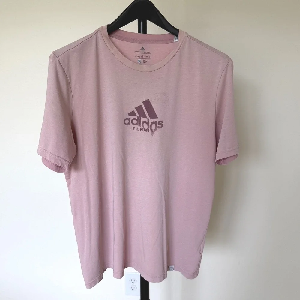Adidas Tennis Pink Game Sweat Match T-Shirt Large Parley Distressed